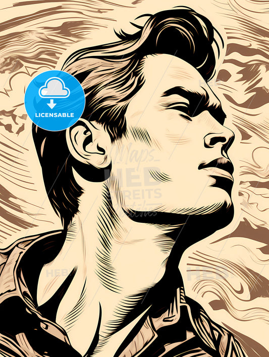 A Man Looking Up To The Sky