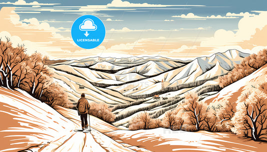 A Person On Skis On A Snowy Mountain