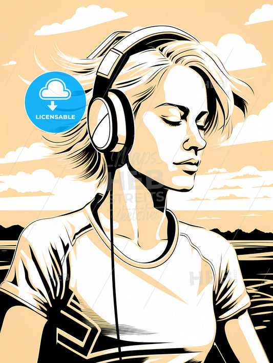 A Woman Wearing Headphones