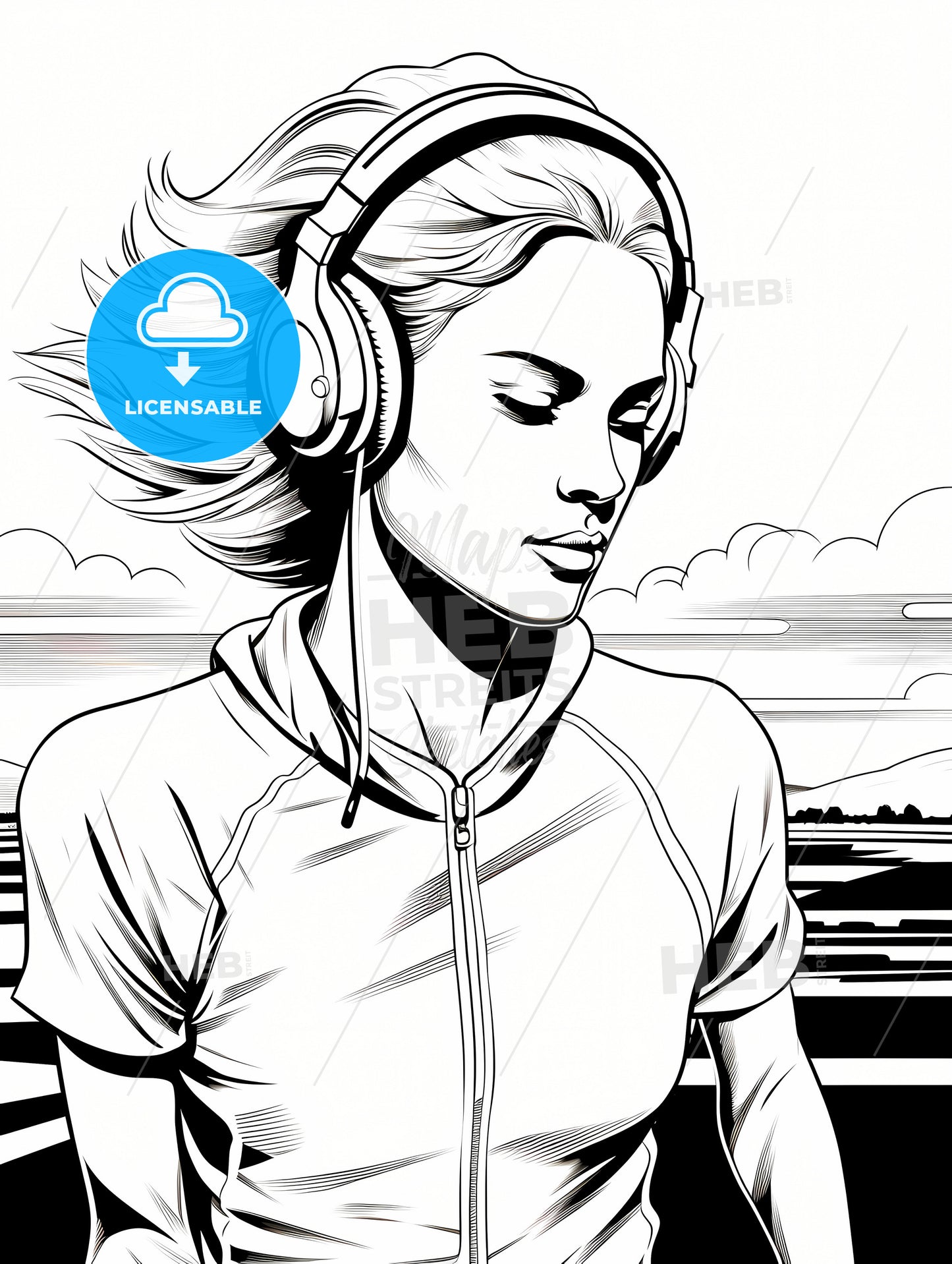 A Woman Wearing Headphones