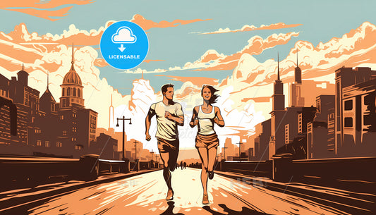 A Man And Woman Running On A Street