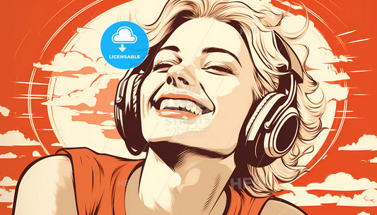 A Woman Wearing Headphones And Smiling