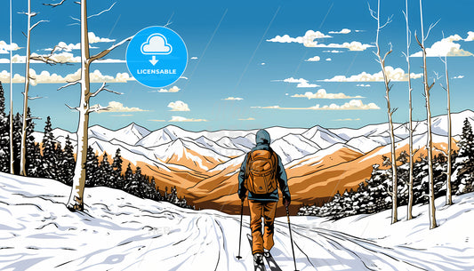 A Person Skiing On A Snowy Mountain