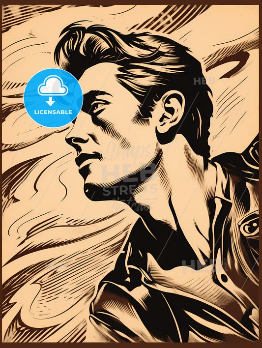 A Black And White Drawing Of A Man