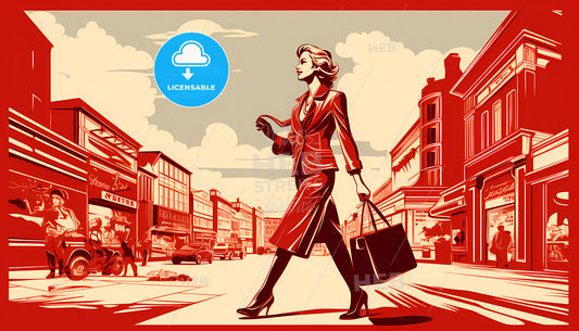 A Woman Walking On A Street