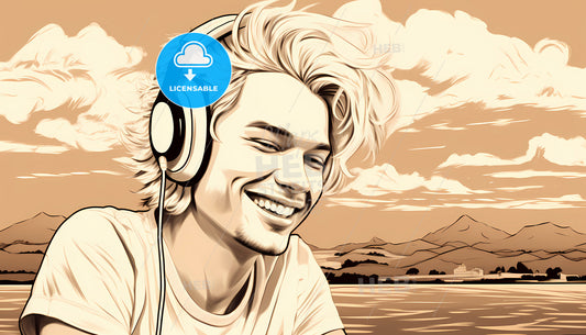 A Man Wearing Headphones And Smiling