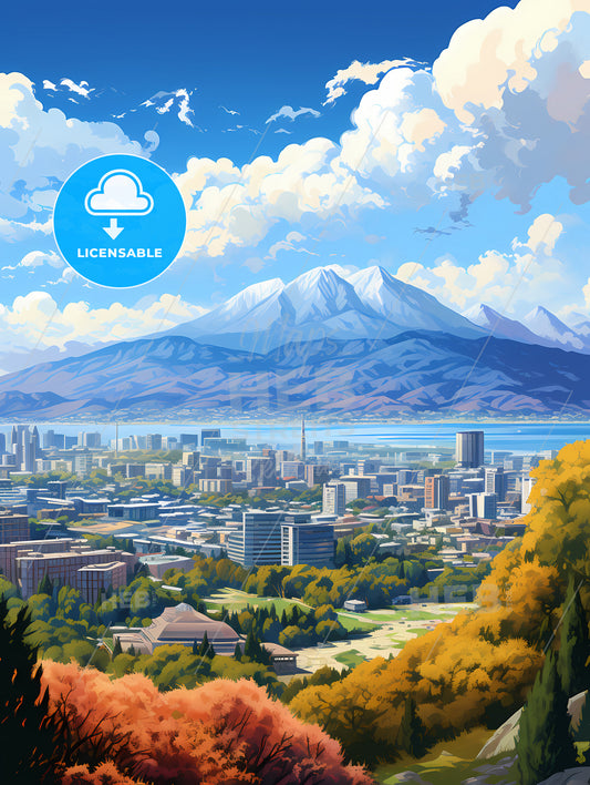 A City With Mountains In The Background