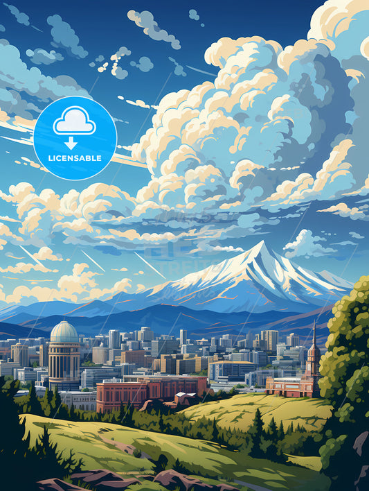 A City With Mountains In The Background