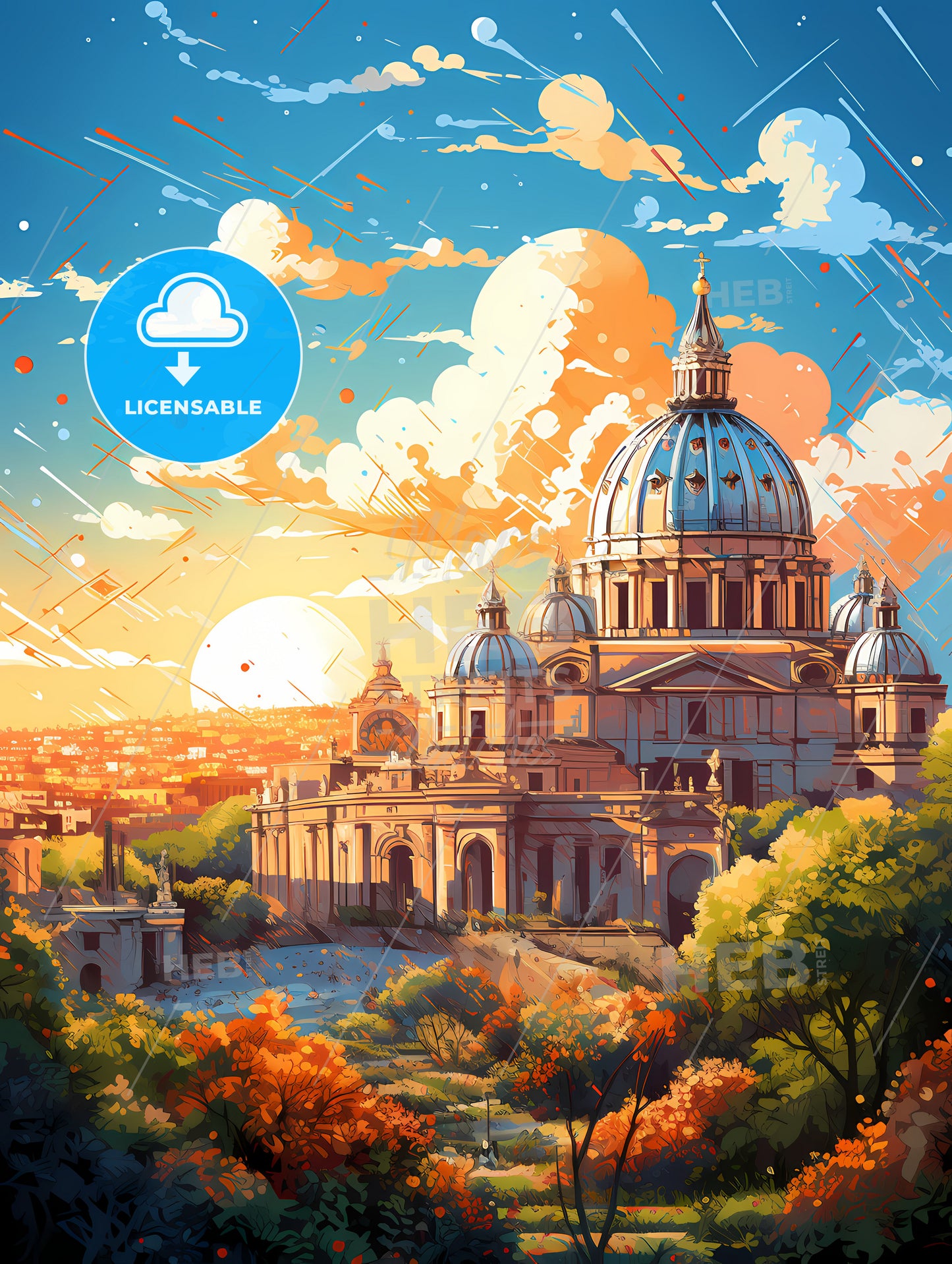 A Building With A Dome And Trees In Front Of It