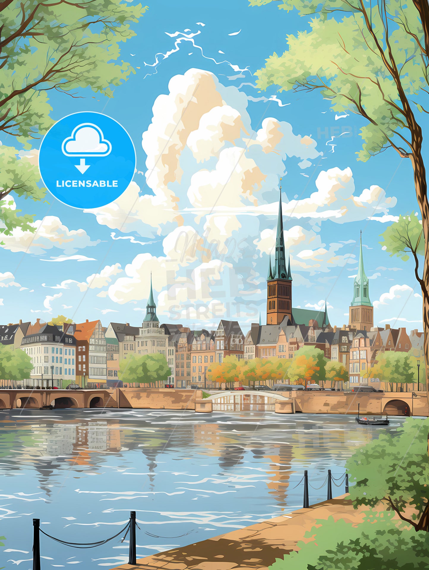 A Water Next To A City