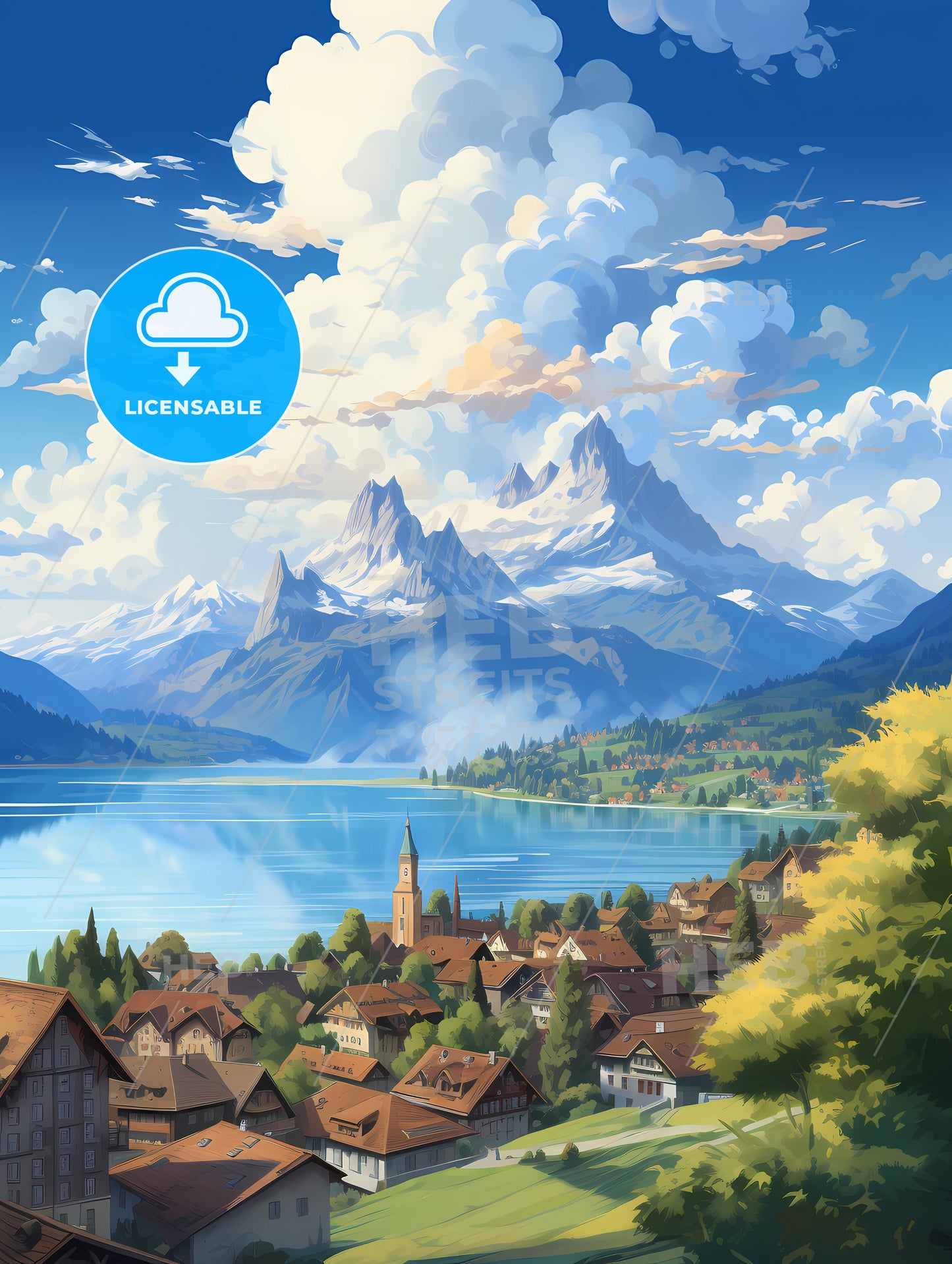 A Town Next To A Lake