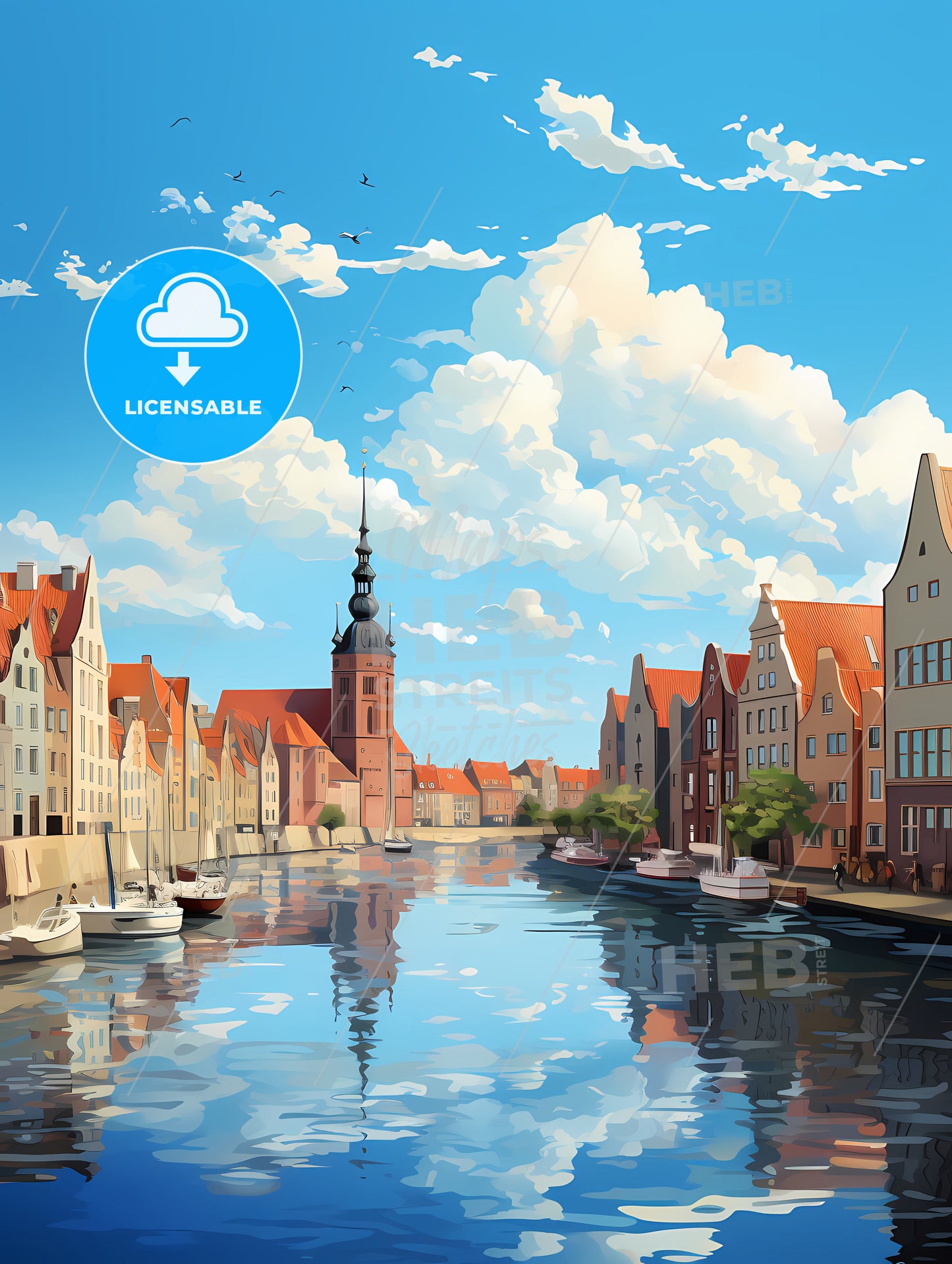 A River With Boats And Buildings In The Background