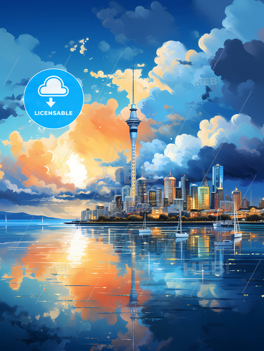 A City Skyline With Boats On Water