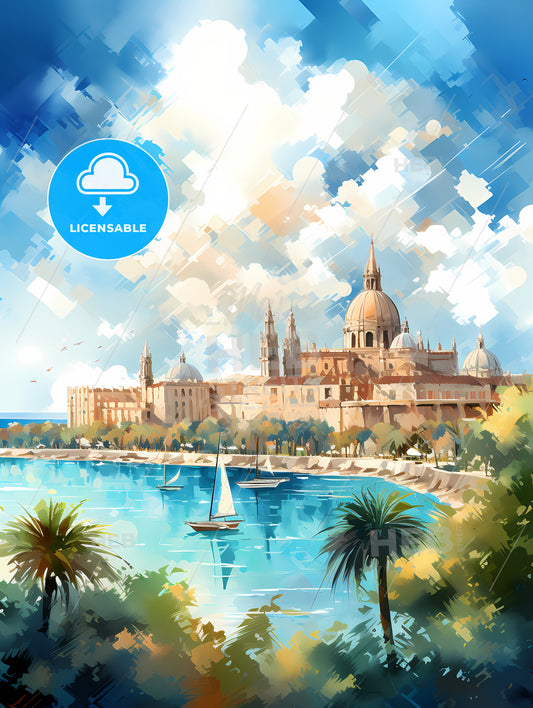 A Water Body With A Building And Boats In It