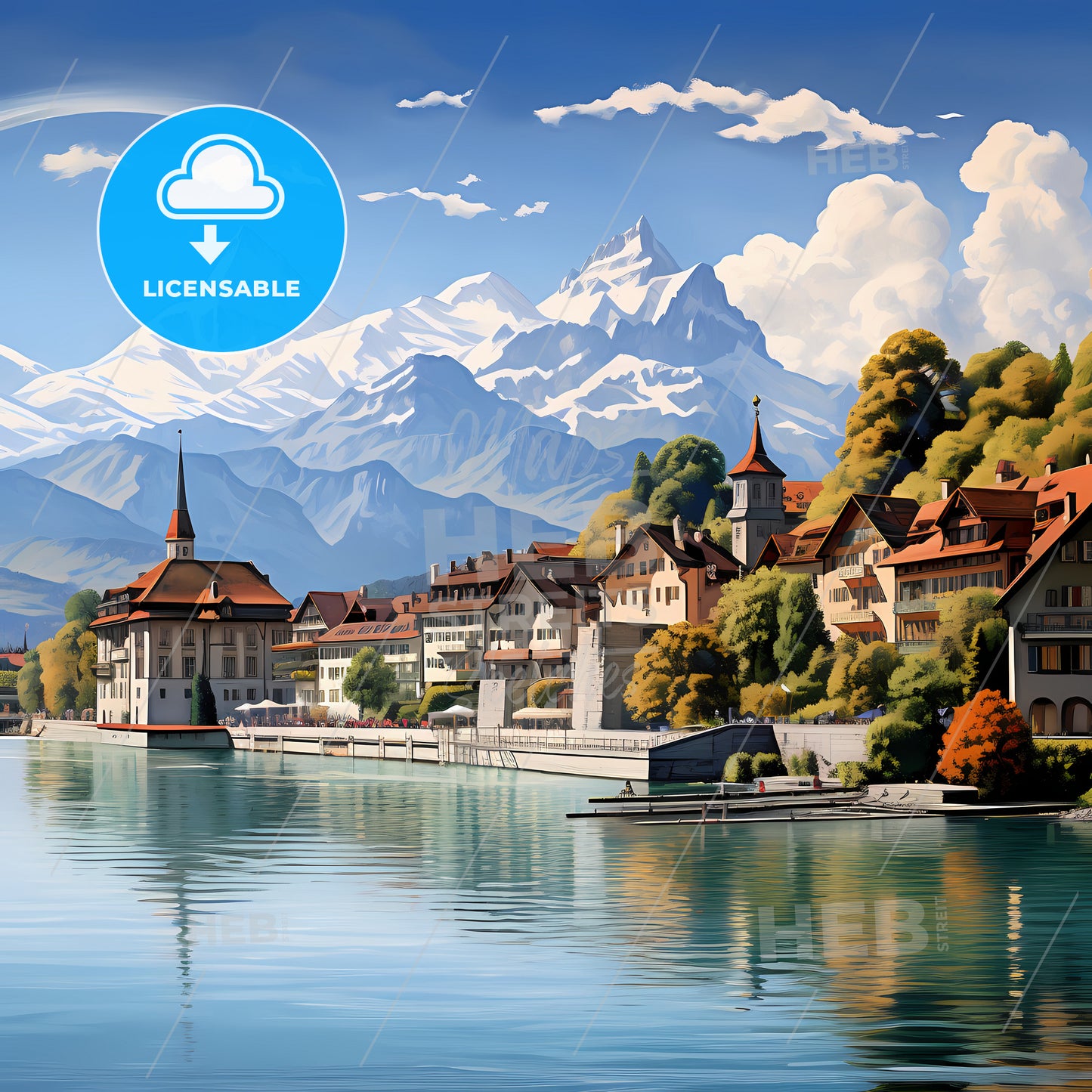 A Town Next To A Lake