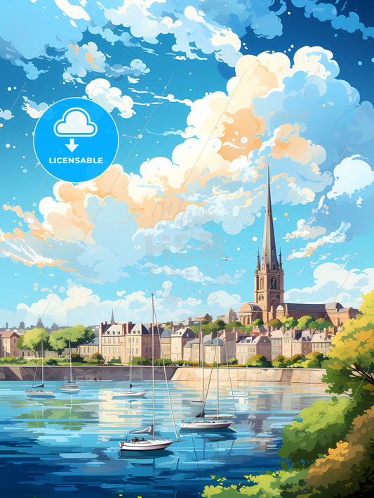 A Water Body With Boats And Buildings In The Background