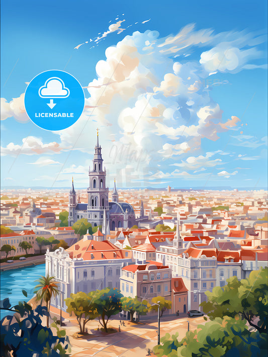 A City With A River And A Church