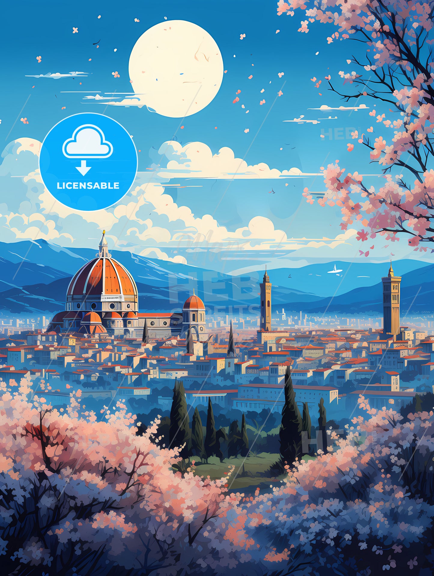 A City With A Dome And Trees In Front Of It