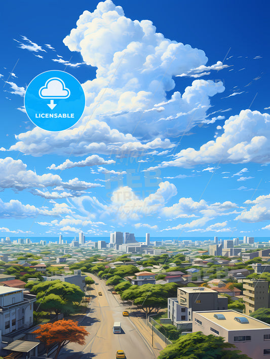 A City With Trees And Buildings