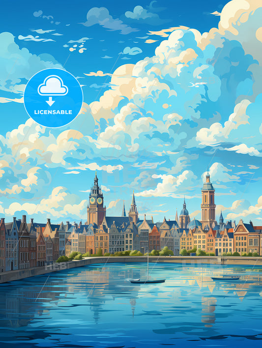 A Water Next To A City