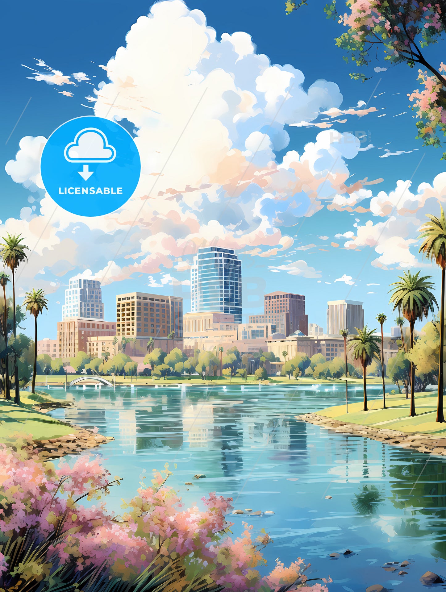 A Water Body With Trees And Buildings In The Background