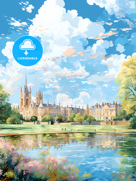 A Water Body With Trees And Buildings In The Background