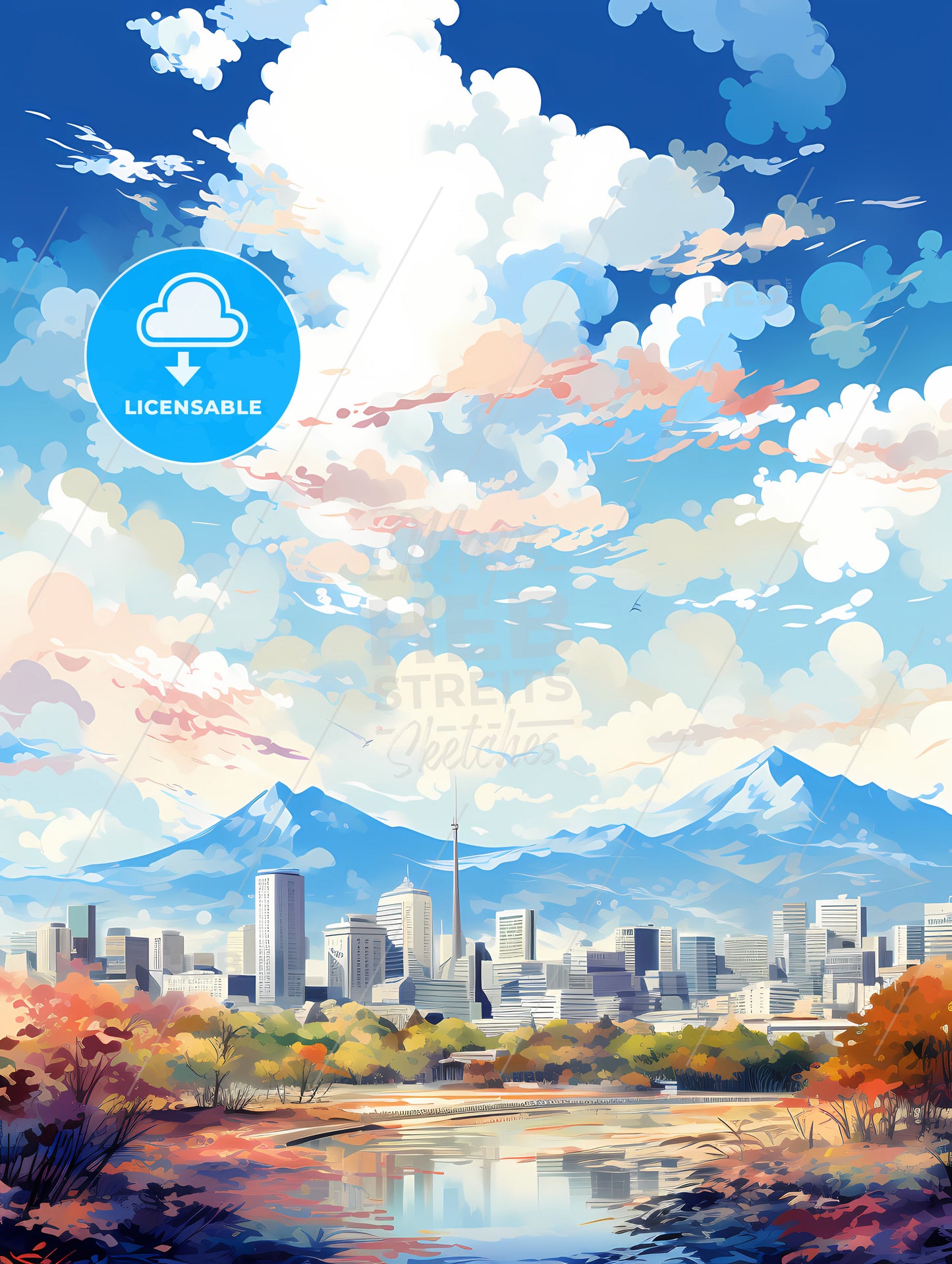 A Cityscape With Mountains In The Background