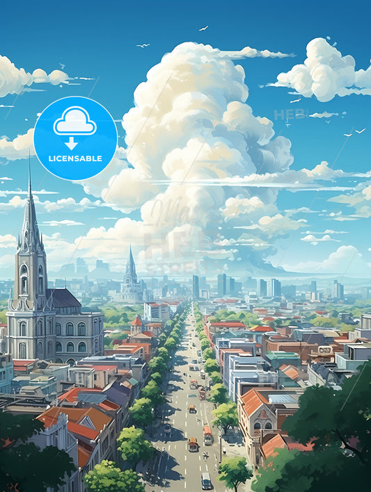 A City With A Road And A Church