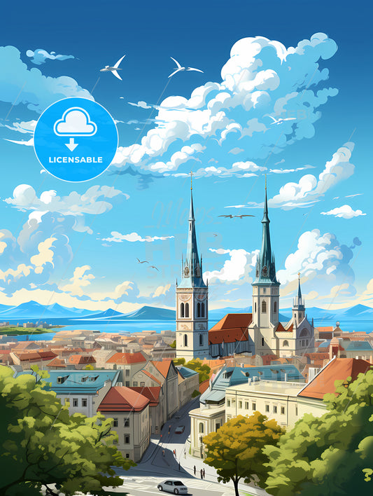 A City With Towers And Buildings