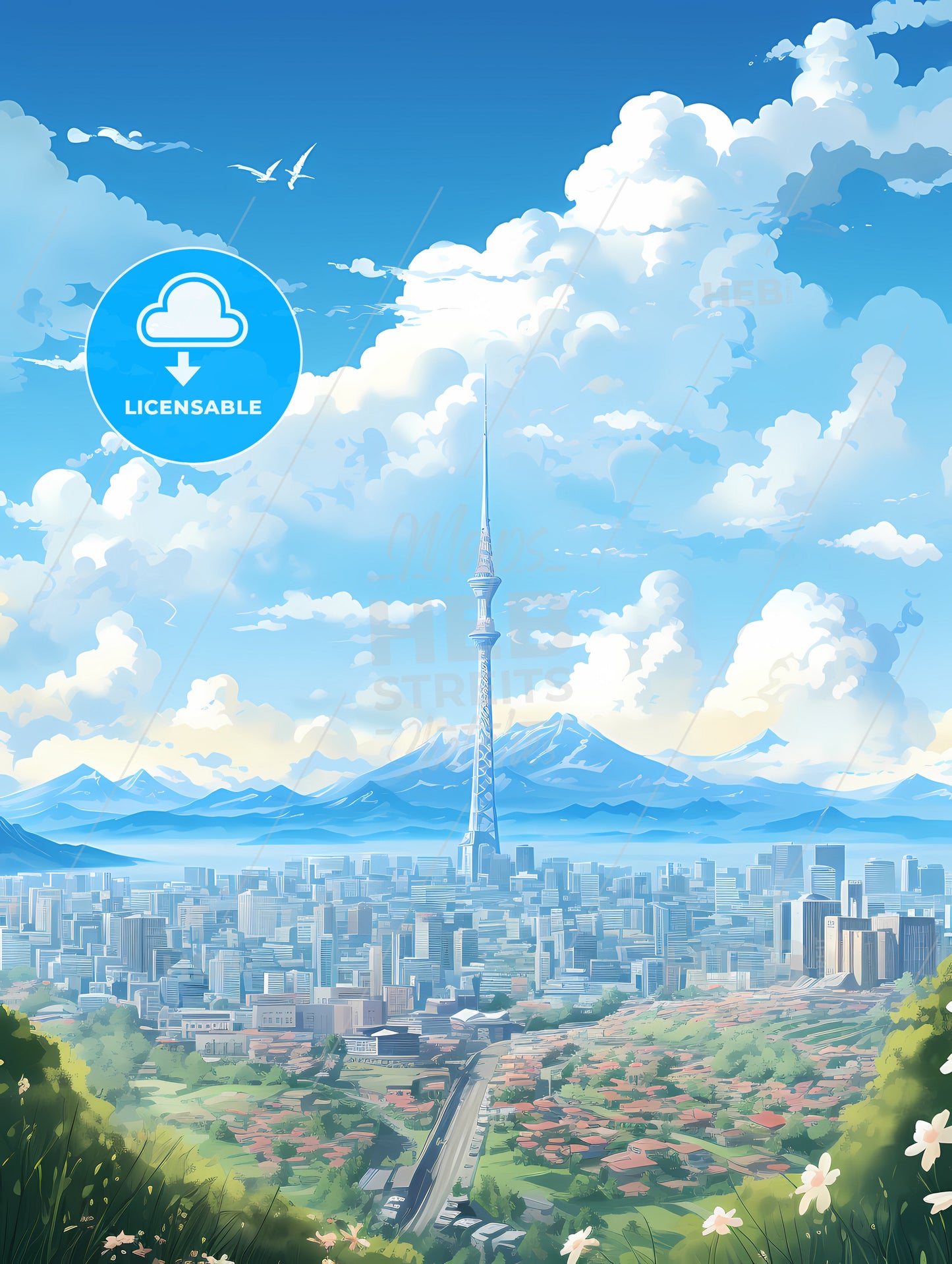 A Large City With A Tall Tower