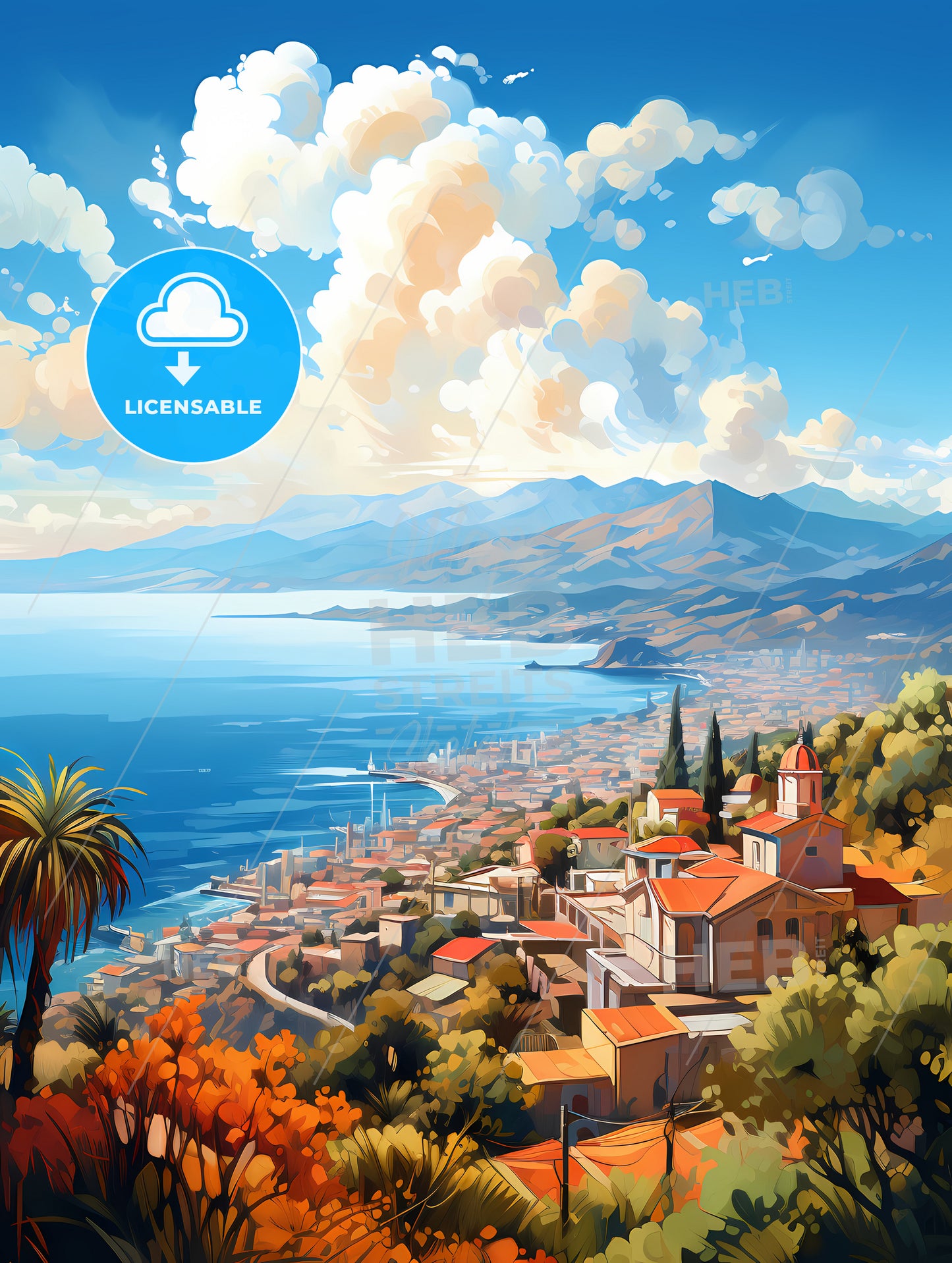 A Landscape Of A Town By The Sea