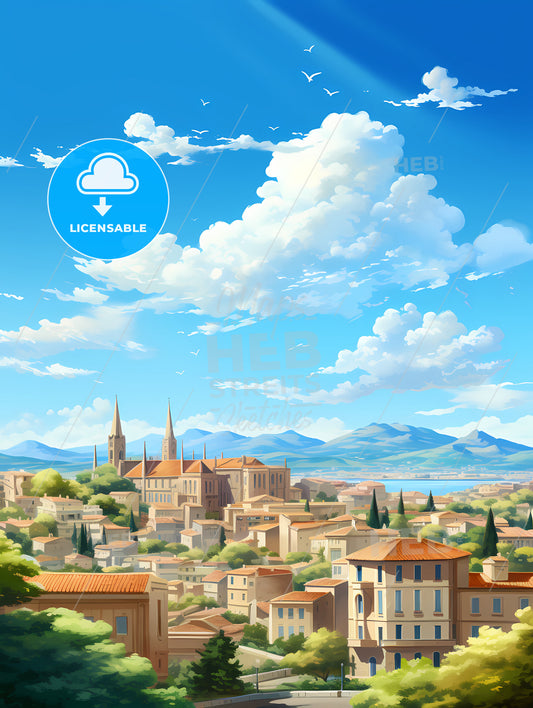 A City With Buildings And Trees