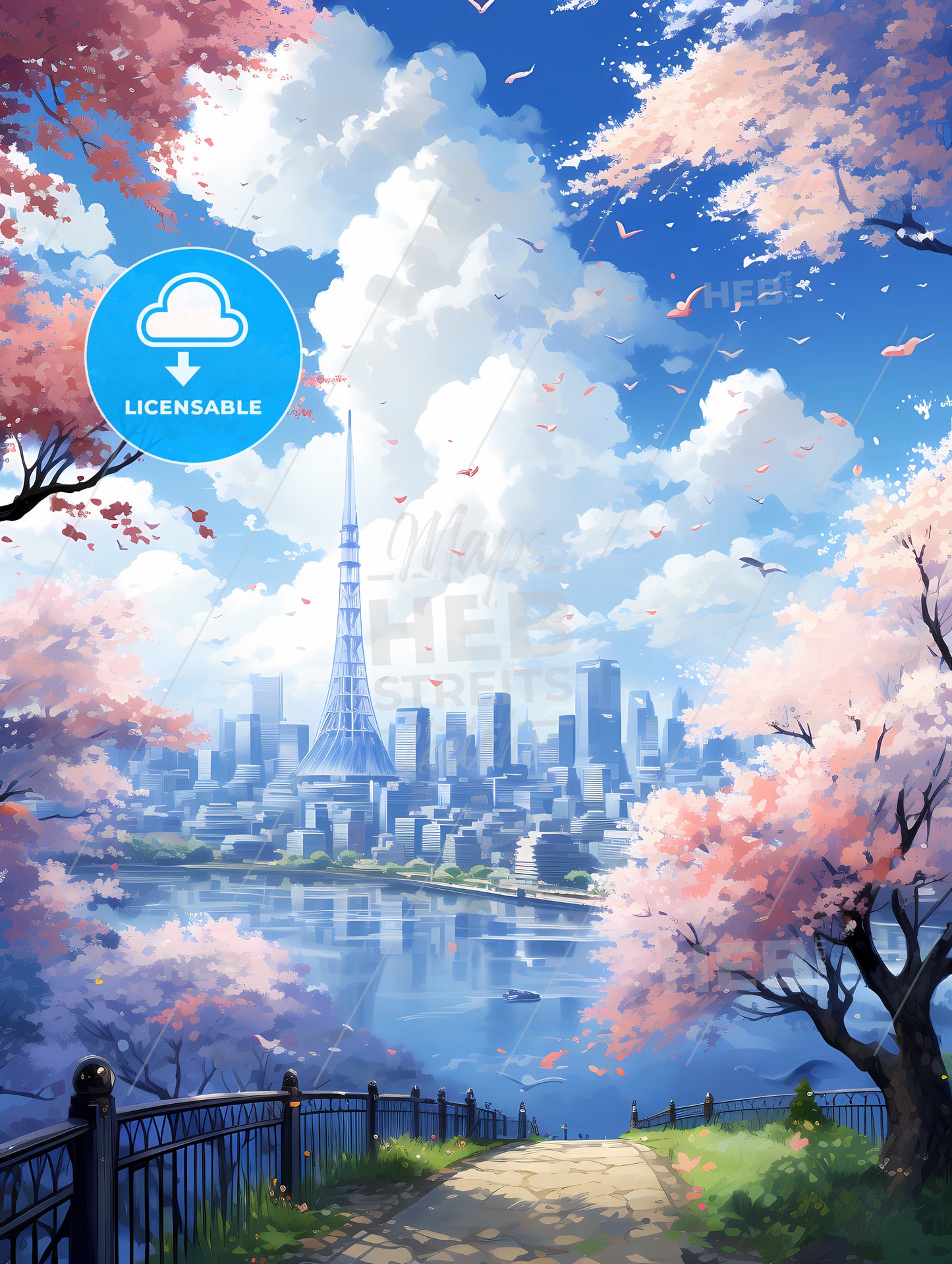 A Cityscape With A River And Trees