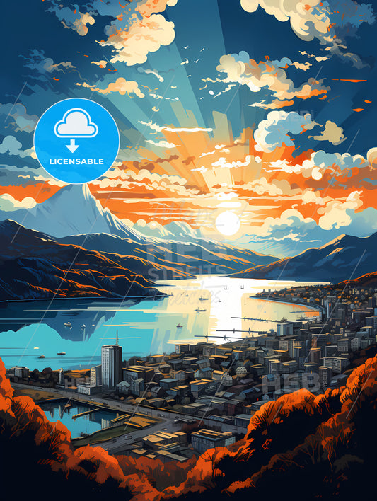 A City Next To A Lake