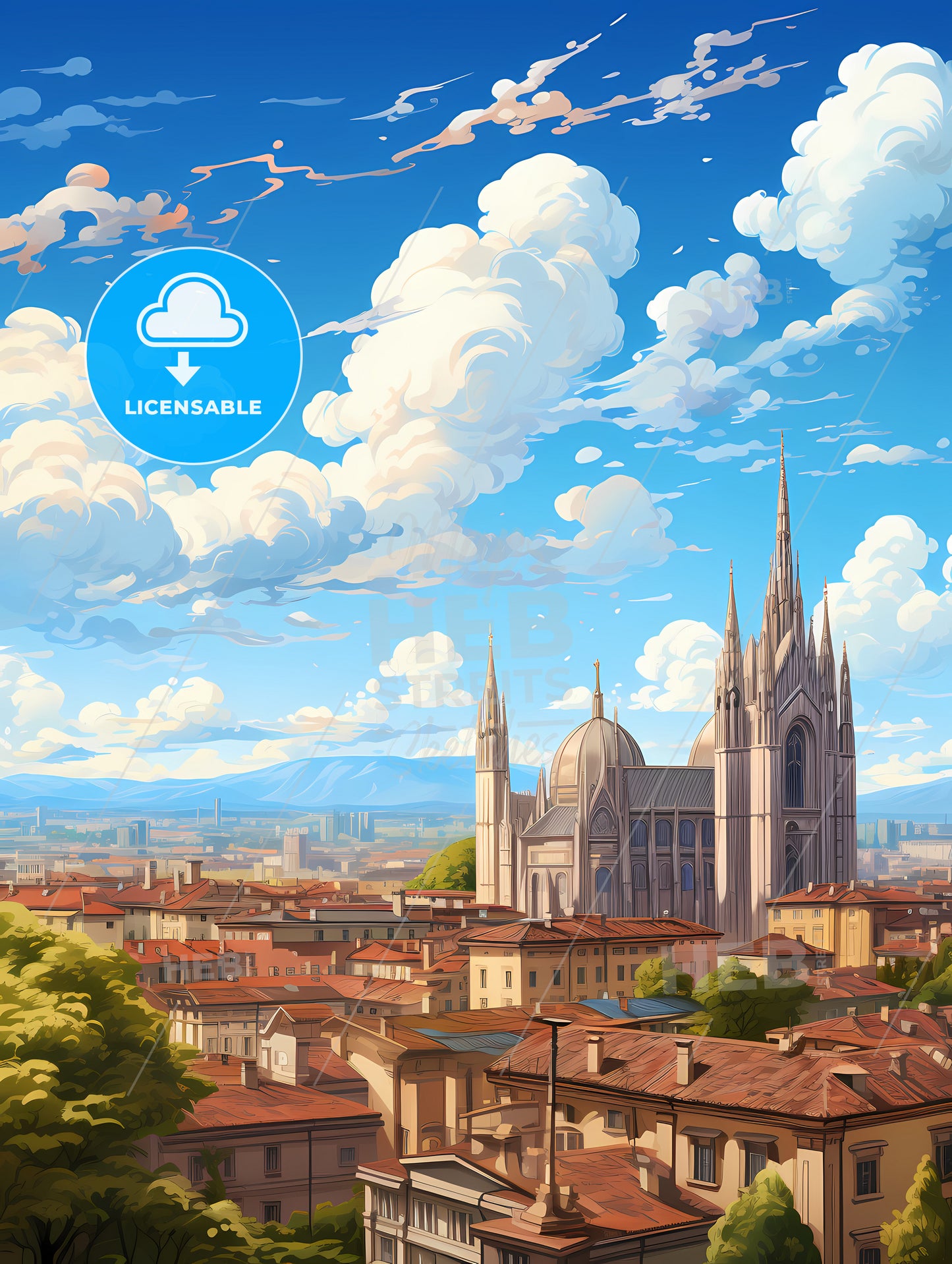 A City With A Castle And A Large Building