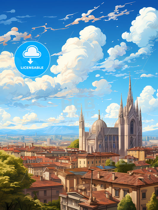 A City With A Castle And A Large Building