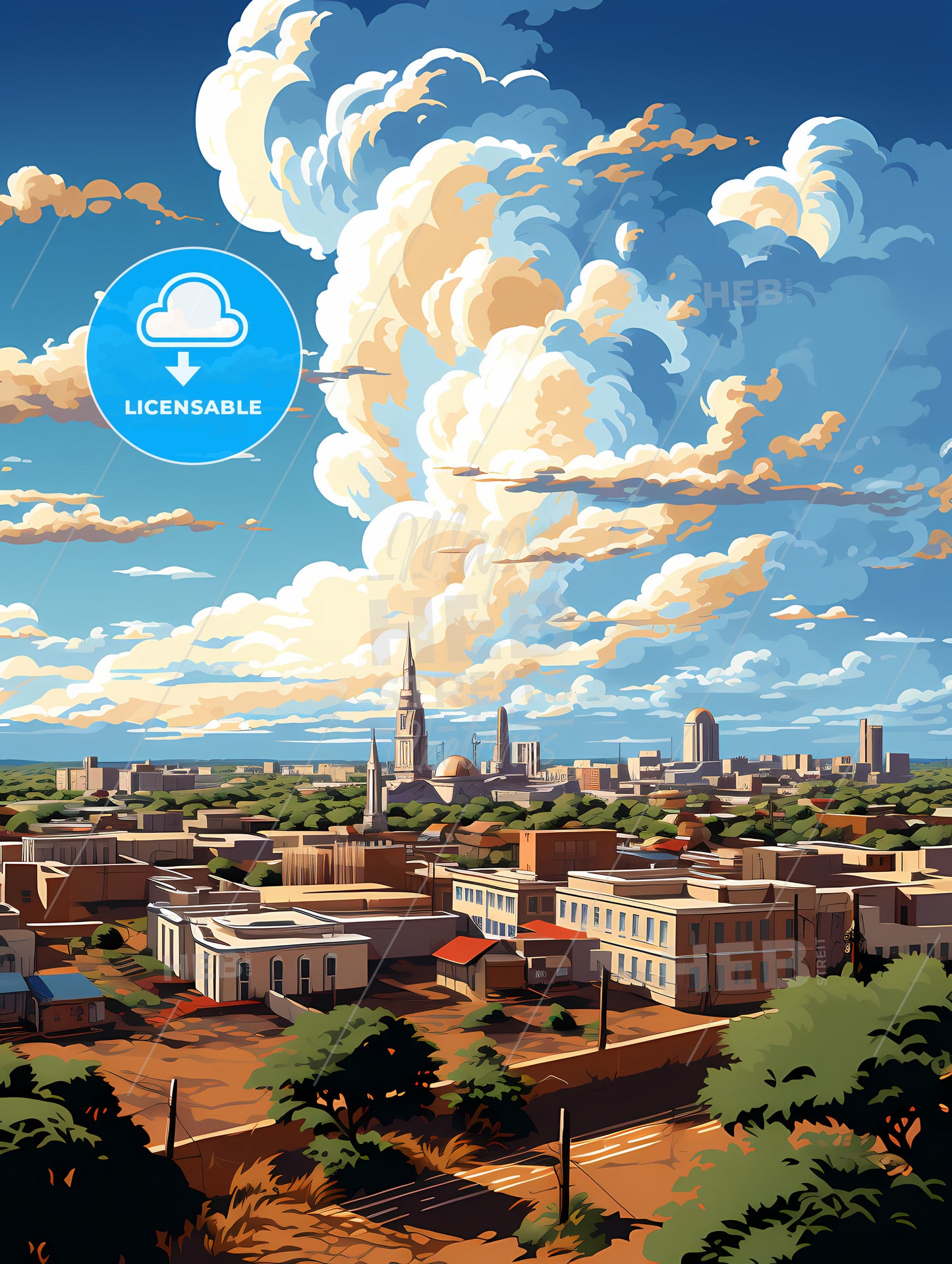 A City With Trees And Buildings