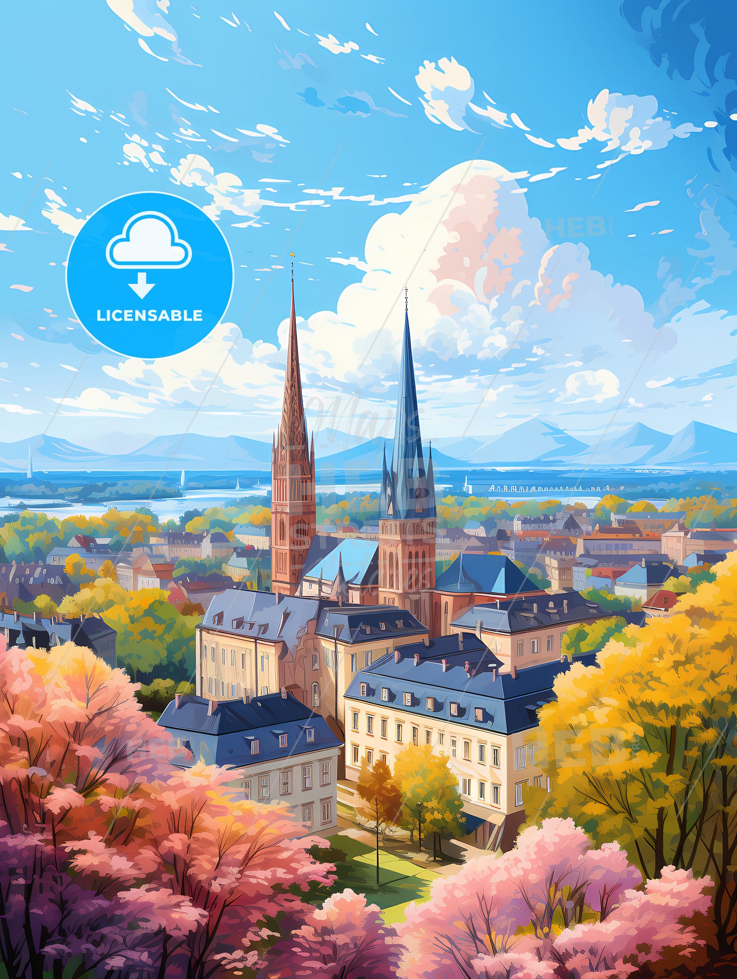 A City With Trees And Buildings