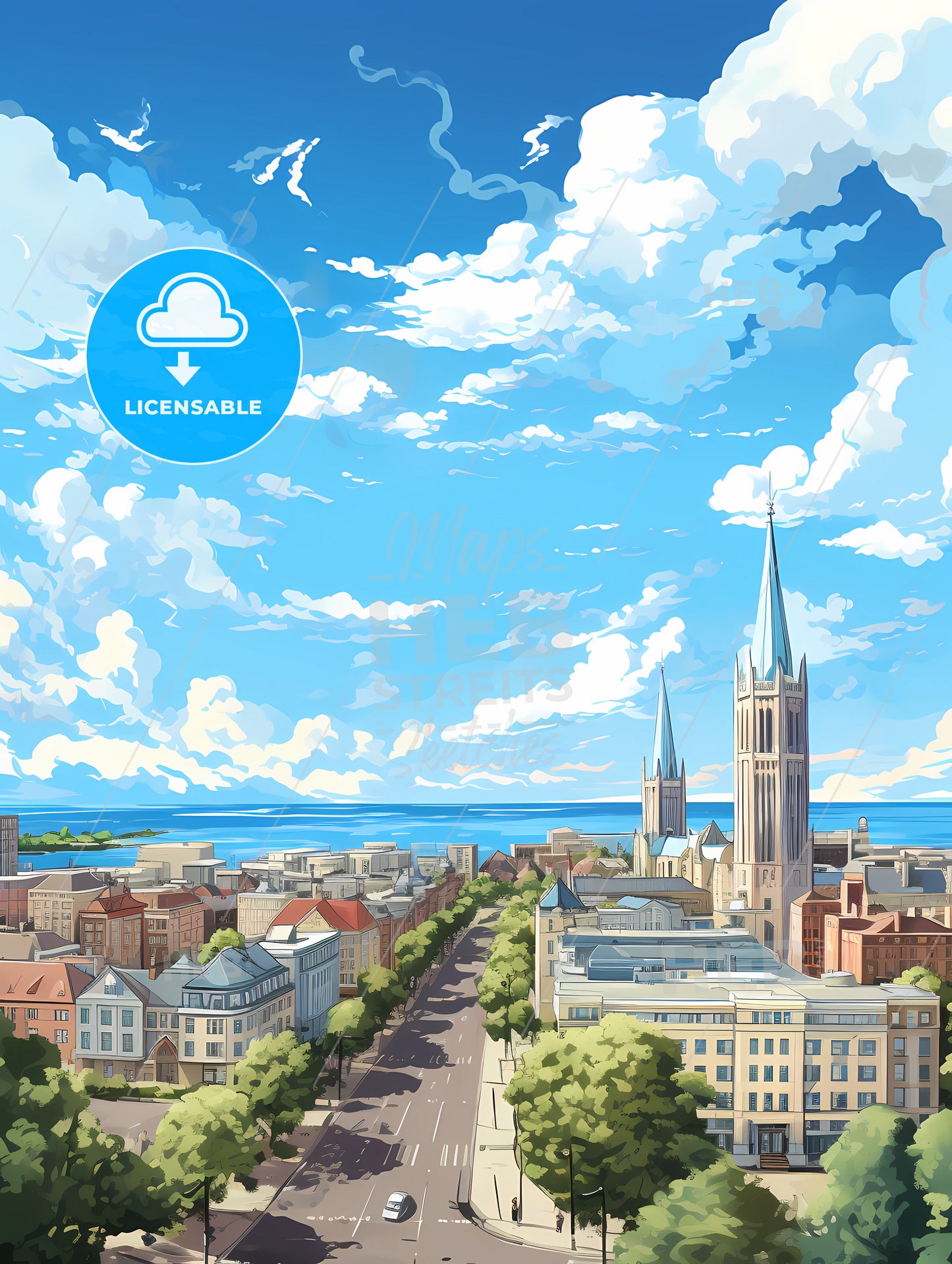 A City With A Road And A Church