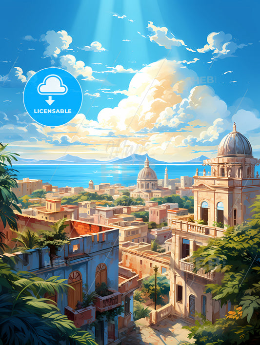 A City With Trees And Buildings