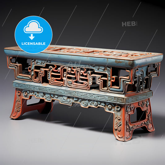 A Blue And Orange Bench