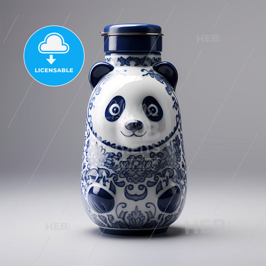 A Blue And White Ceramic Bottle