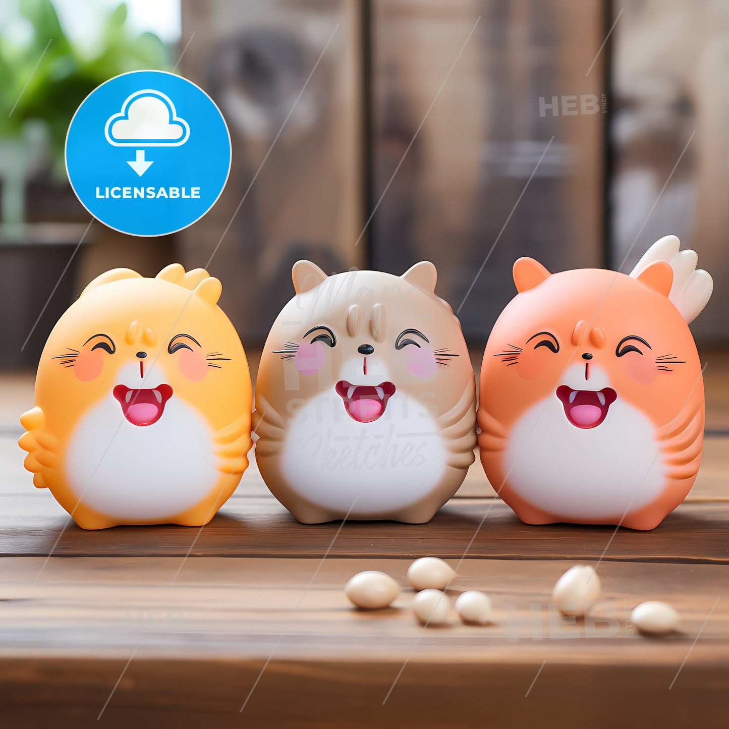 A Group Of Small Plastic Cats