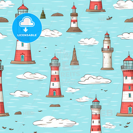 A Pattern Of Red And White Lighthouses