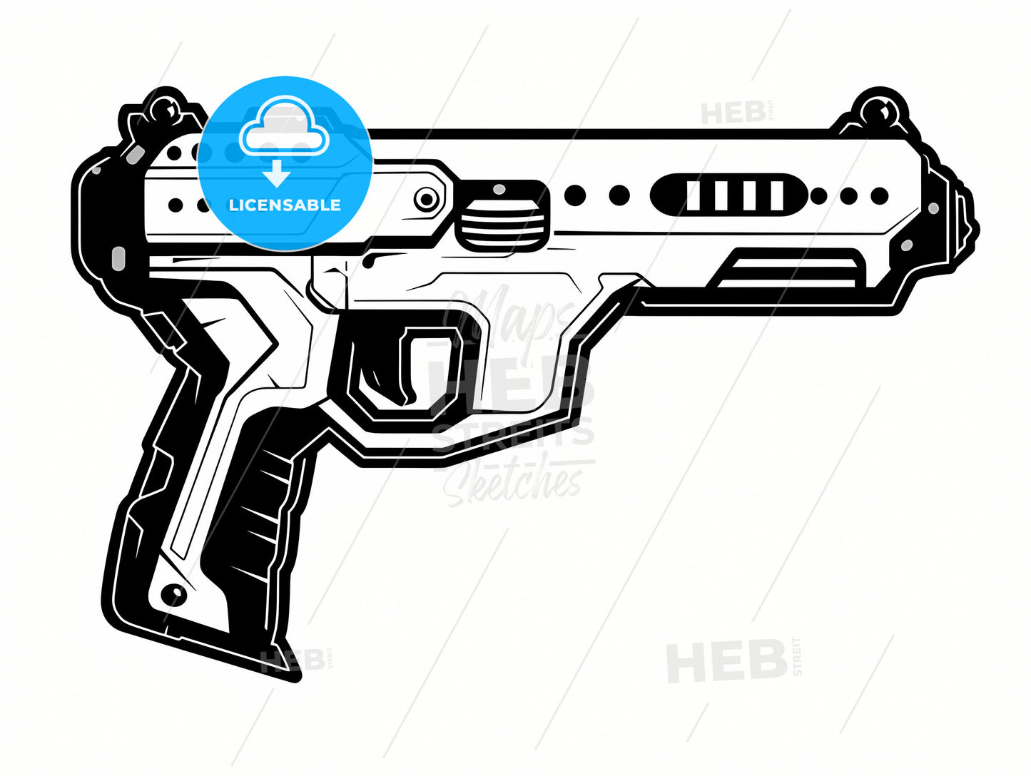 A Black And White Illustration Of A Toy Gun