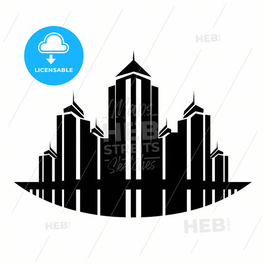 A Black And White Logo Of A City