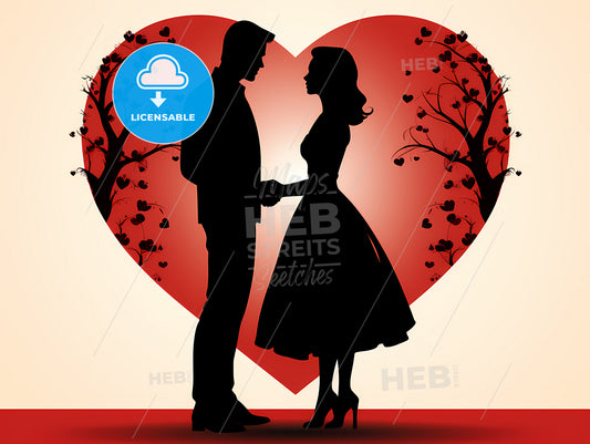 A Silhouette Of A Man And Woman Holding Hands