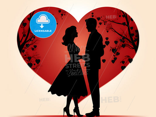 A Silhouette Of A Man And Woman Holding Hands