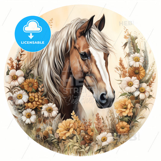 A Painting Of A Horse In A Field Of Flowers