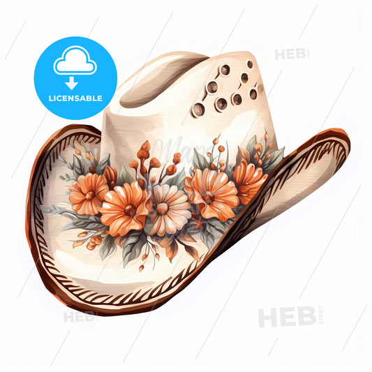 A Cowboy Hat With Flowers Painted On It